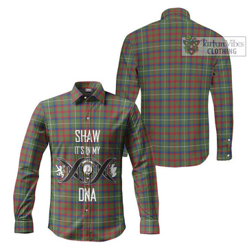 Shaw Green Modern Tartan Long Sleeve Button Shirt with Family Crest DNA In Me Style