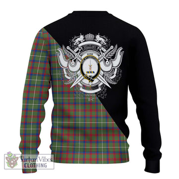 Shaw Green Modern Tartan Ugly Sweater with Family Crest and Military Logo Style