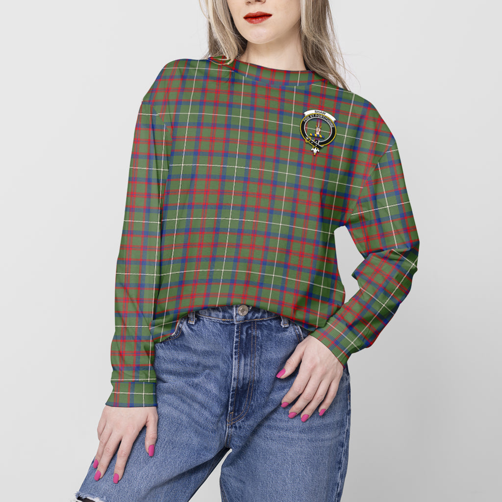 Shaw Green Modern Tartan Sweatshirt with Family Crest - Tartan Vibes Clothing