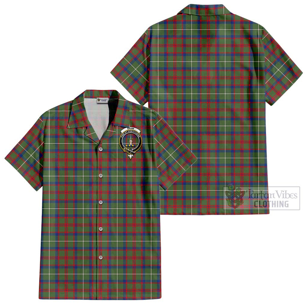 Shaw Green Modern Tartan Cotton Hawaiian Shirt with Family Crest Kid - Tartan Vibes Clothing