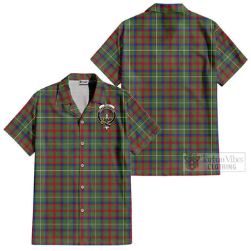 Shaw Green Modern Tartan Cotton Hawaiian Shirt with Family Crest