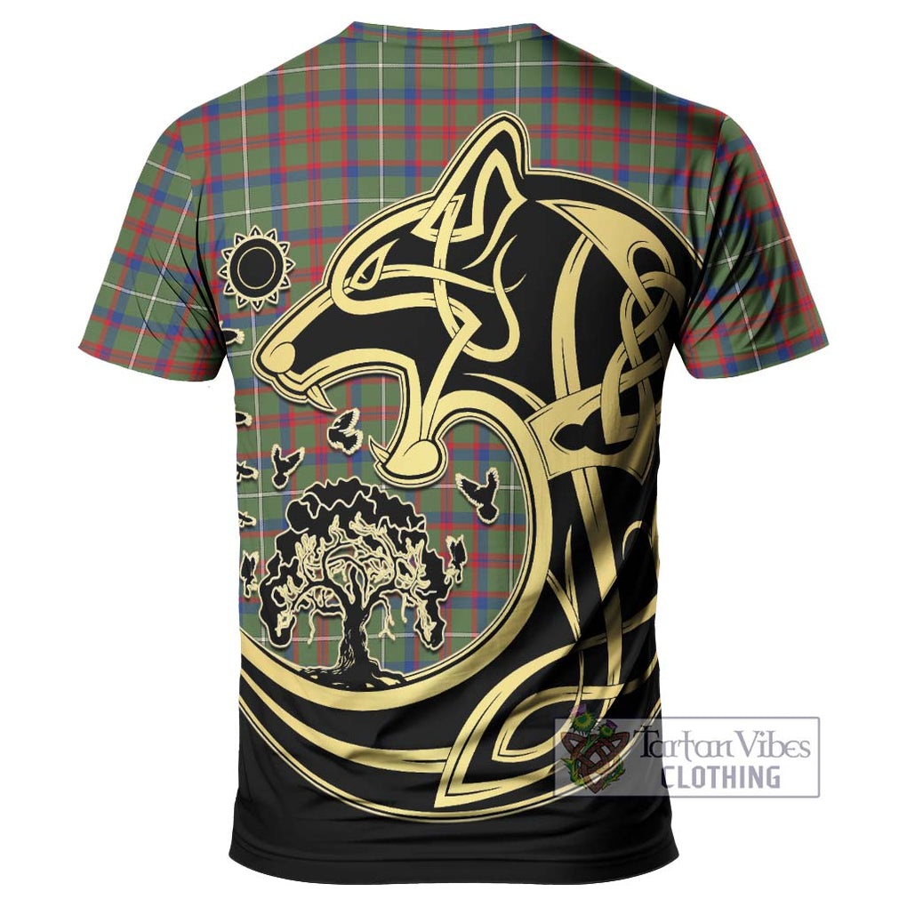 Shaw Green Modern Tartan T-Shirt with Family Crest Celtic Wolf Style - Tartan Vibes Clothing