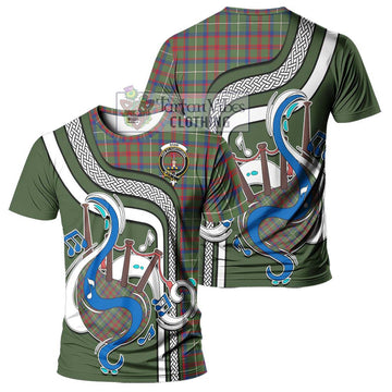 Shaw Green Modern Tartan T-Shirt with Epic Bagpipe Style