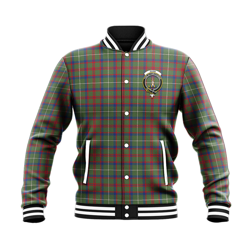 Shaw Green Modern Tartan Baseball Jacket with Family Crest - Tartan Vibes Clothing