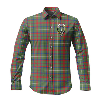 Shaw Green Modern Tartan Long Sleeve Button Up Shirt with Family Crest