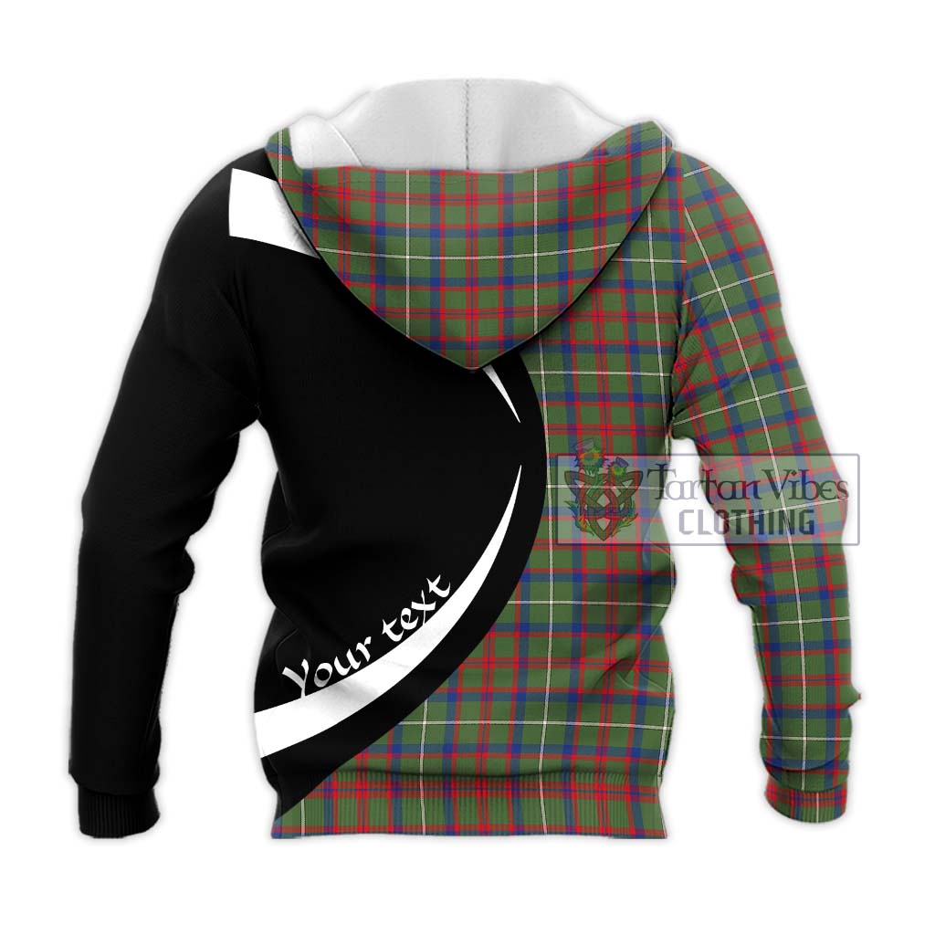 Shaw Green Modern Tartan Knitted Hoodie with Family Crest Circle Style - Tartan Vibes Clothing