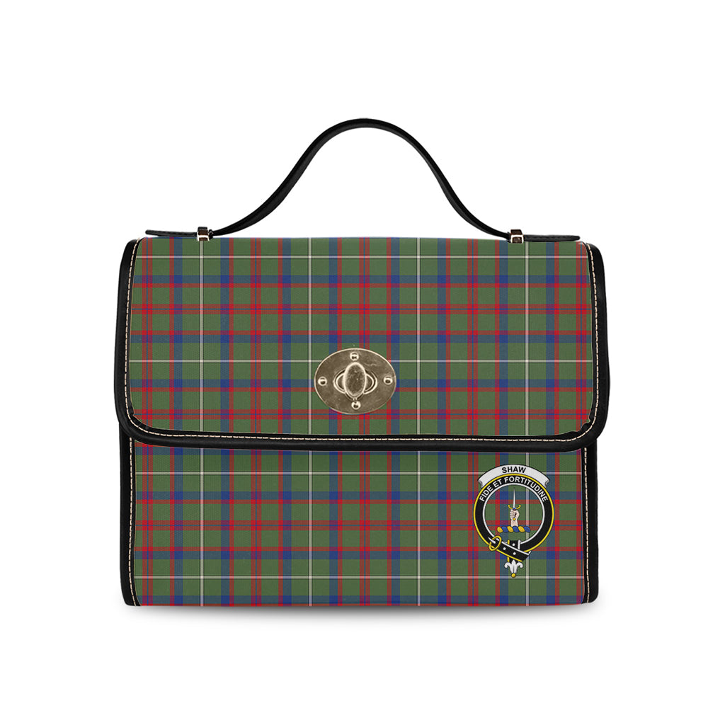 shaw-green-modern-tartan-leather-strap-waterproof-canvas-bag-with-family-crest