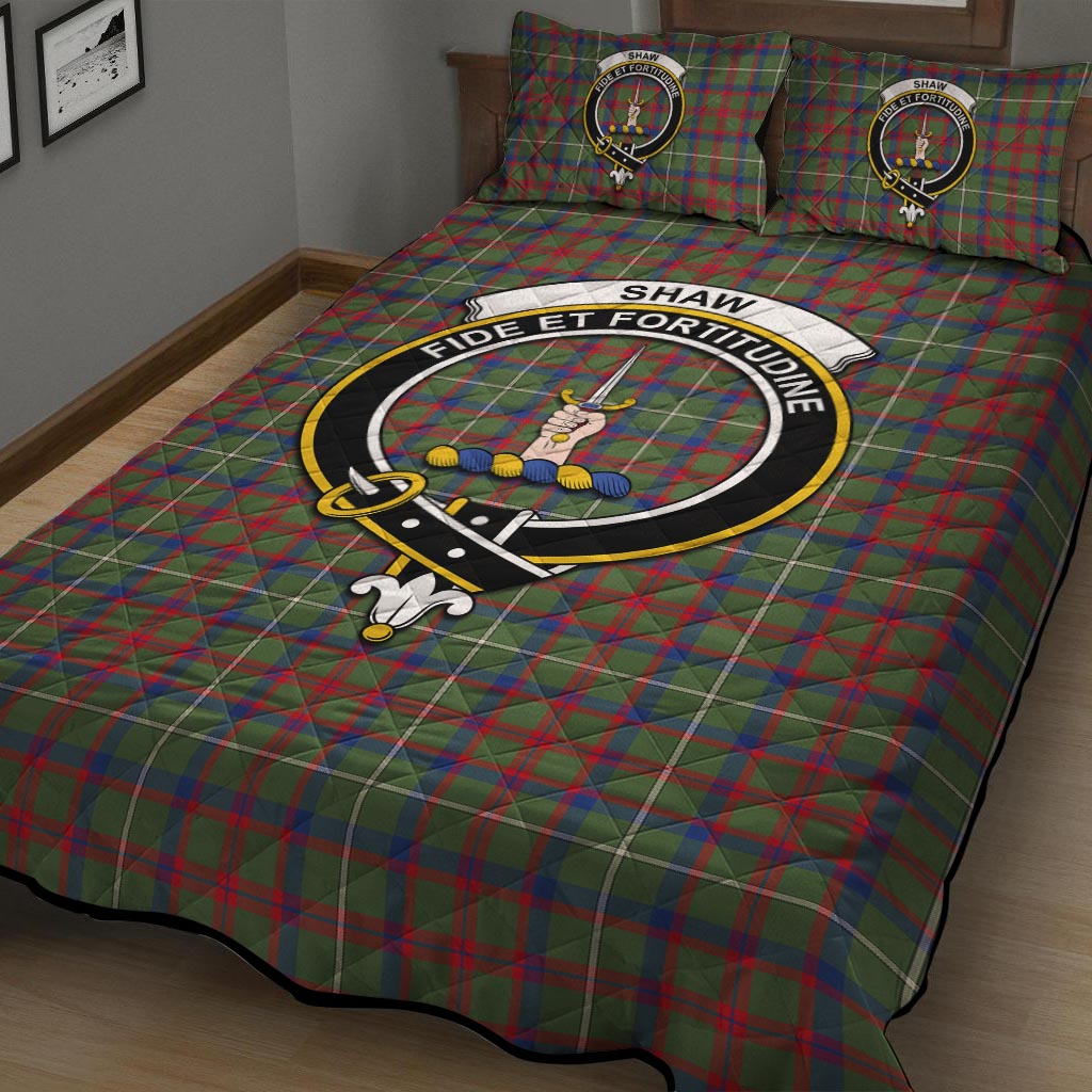 Shaw Green Modern Tartan Quilt Bed Set with Family Crest - Tartan Vibes Clothing