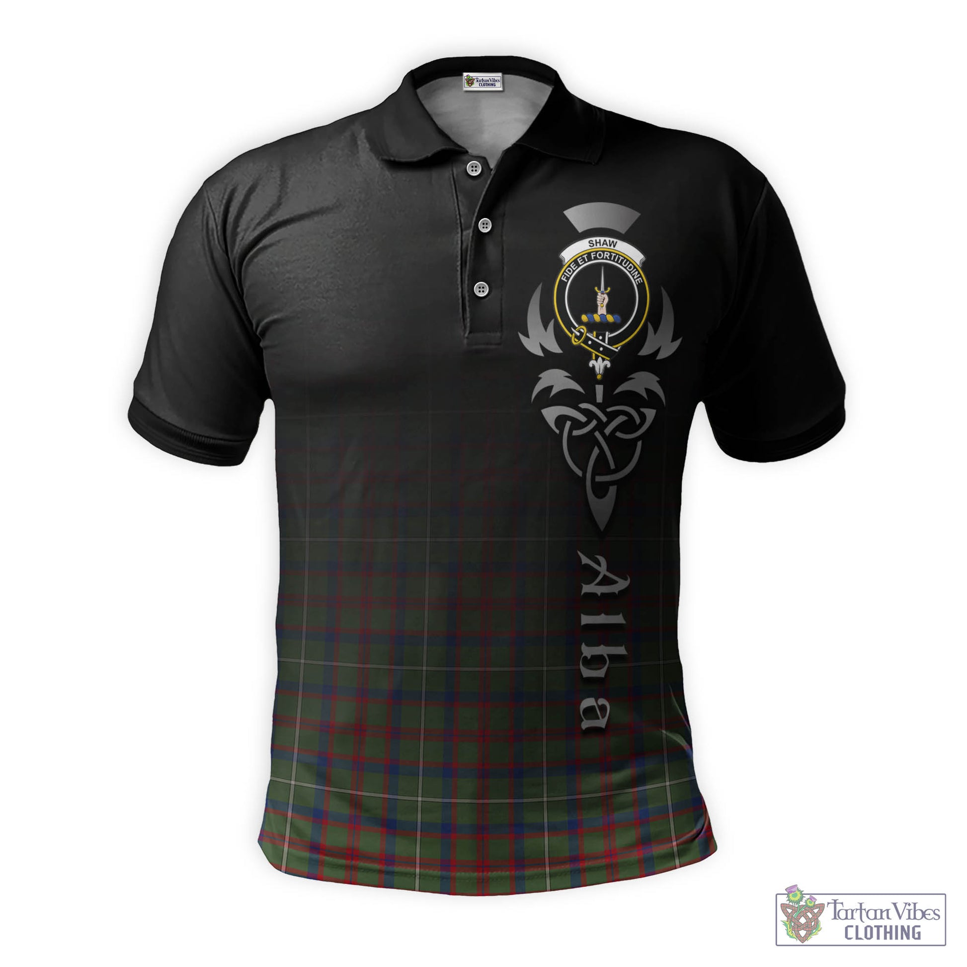 Tartan Vibes Clothing Shaw Green Modern Tartan Polo Shirt Featuring Alba Gu Brath Family Crest Celtic Inspired