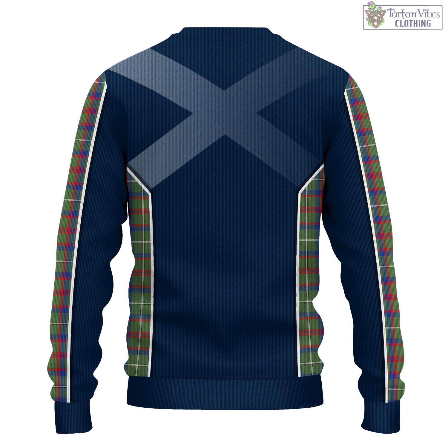 Tartan Vibes Clothing Shaw Green Modern Tartan Knitted Sweatshirt with Family Crest and Scottish Thistle Vibes Sport Style