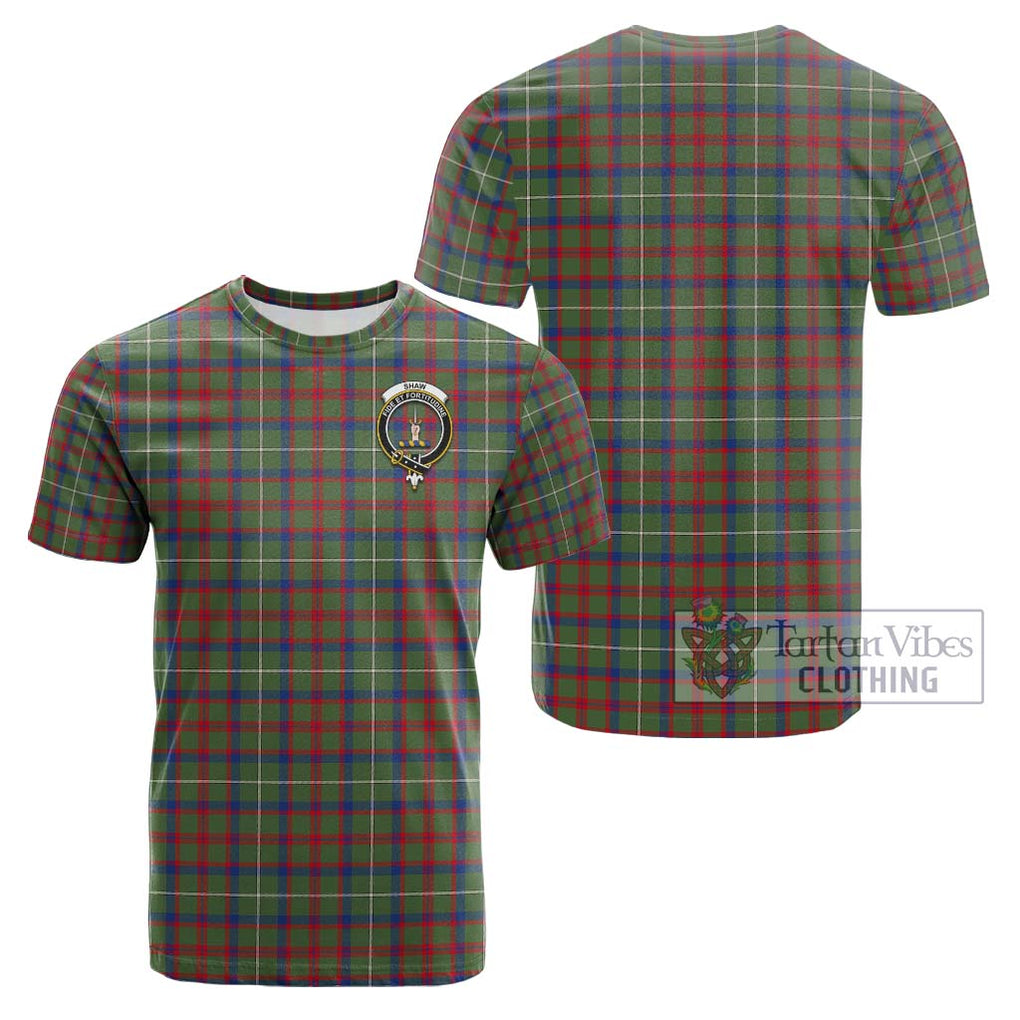 Shaw Green Modern Tartan Cotton T-Shirt with Family Crest Kid's Shirt - Tartanvibesclothing Shop