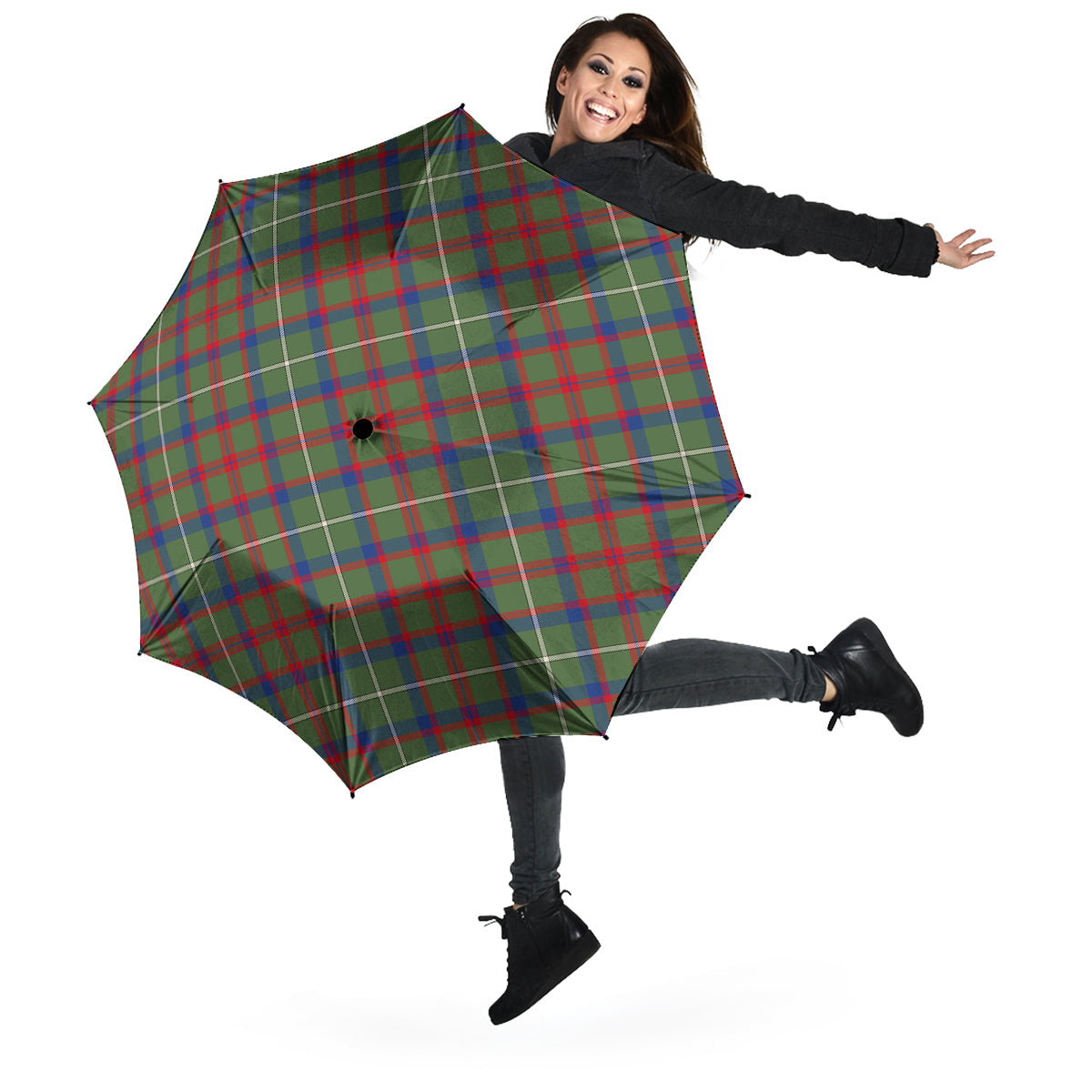 Shaw Green Modern Tartan Umbrella - Tartanvibesclothing