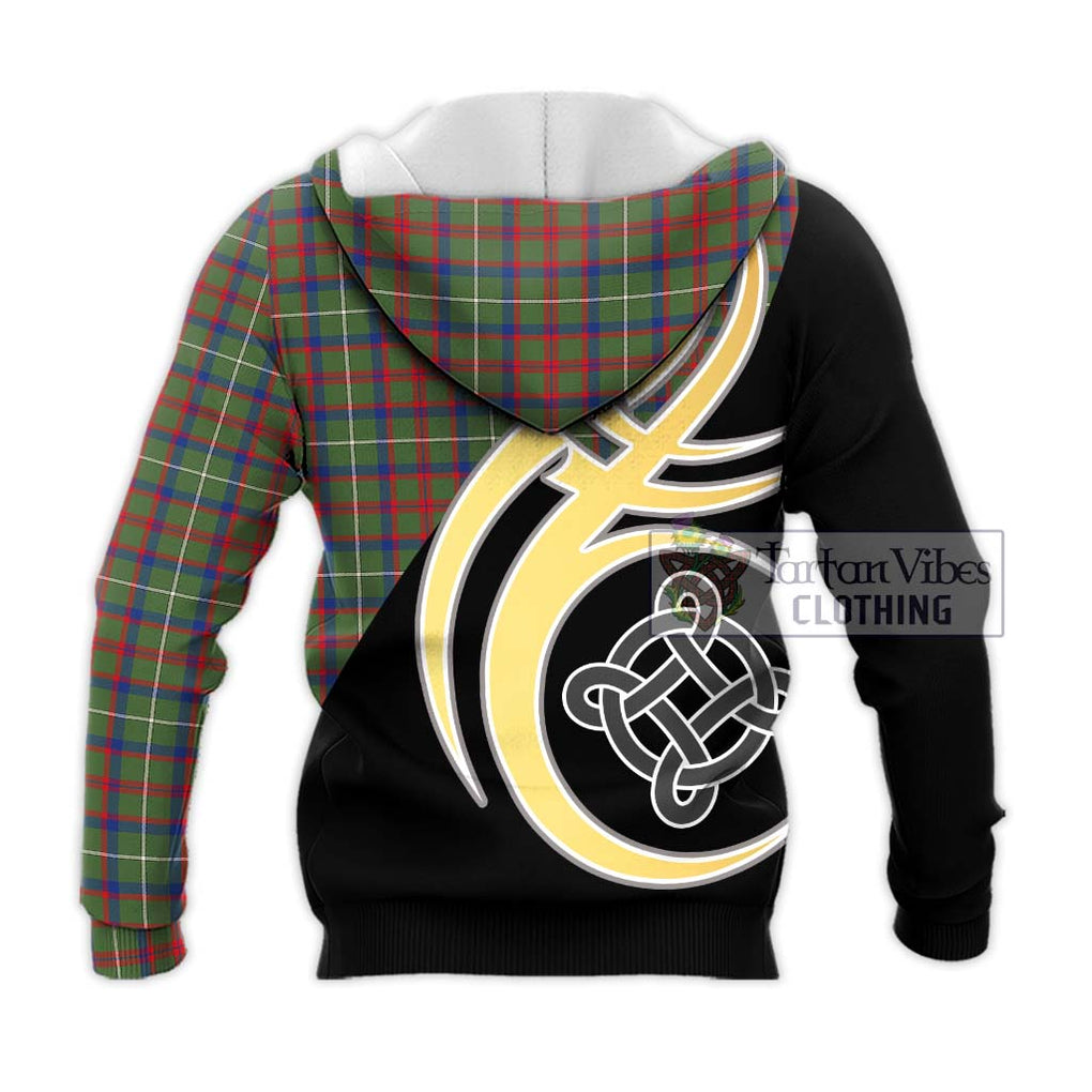 Shaw Green Modern Tartan Knitted Hoodie with Family Crest and Celtic Symbol Style - Tartan Vibes Clothing