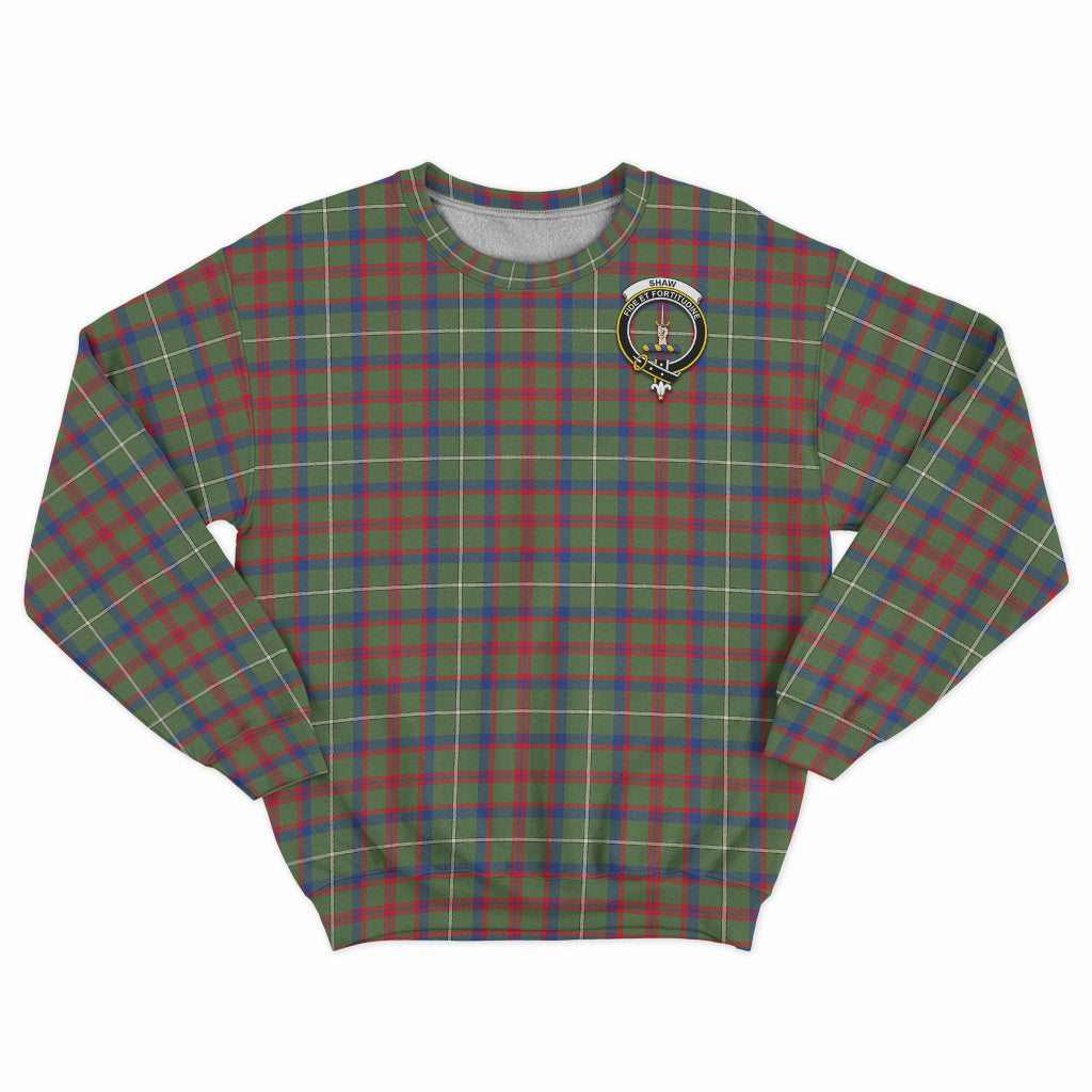 Shaw Green Modern Tartan Sweatshirt with Family Crest - Tartan Vibes Clothing