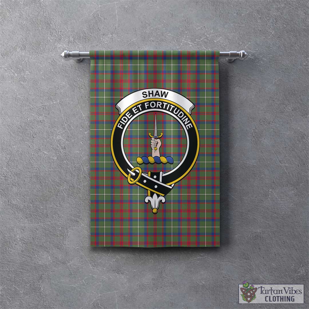 Tartan Vibes Clothing Shaw Green Modern Tartan Gonfalon, Tartan Banner with Family Crest