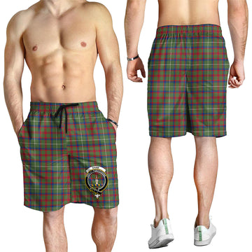 Shaw Green Modern Tartan Mens Shorts with Family Crest