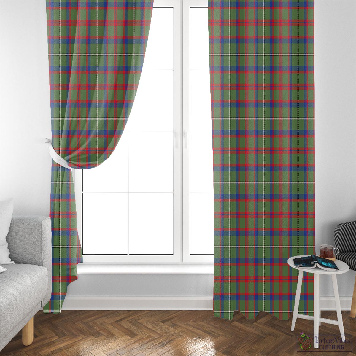 Shaw Green Modern Tartan Window Curtain