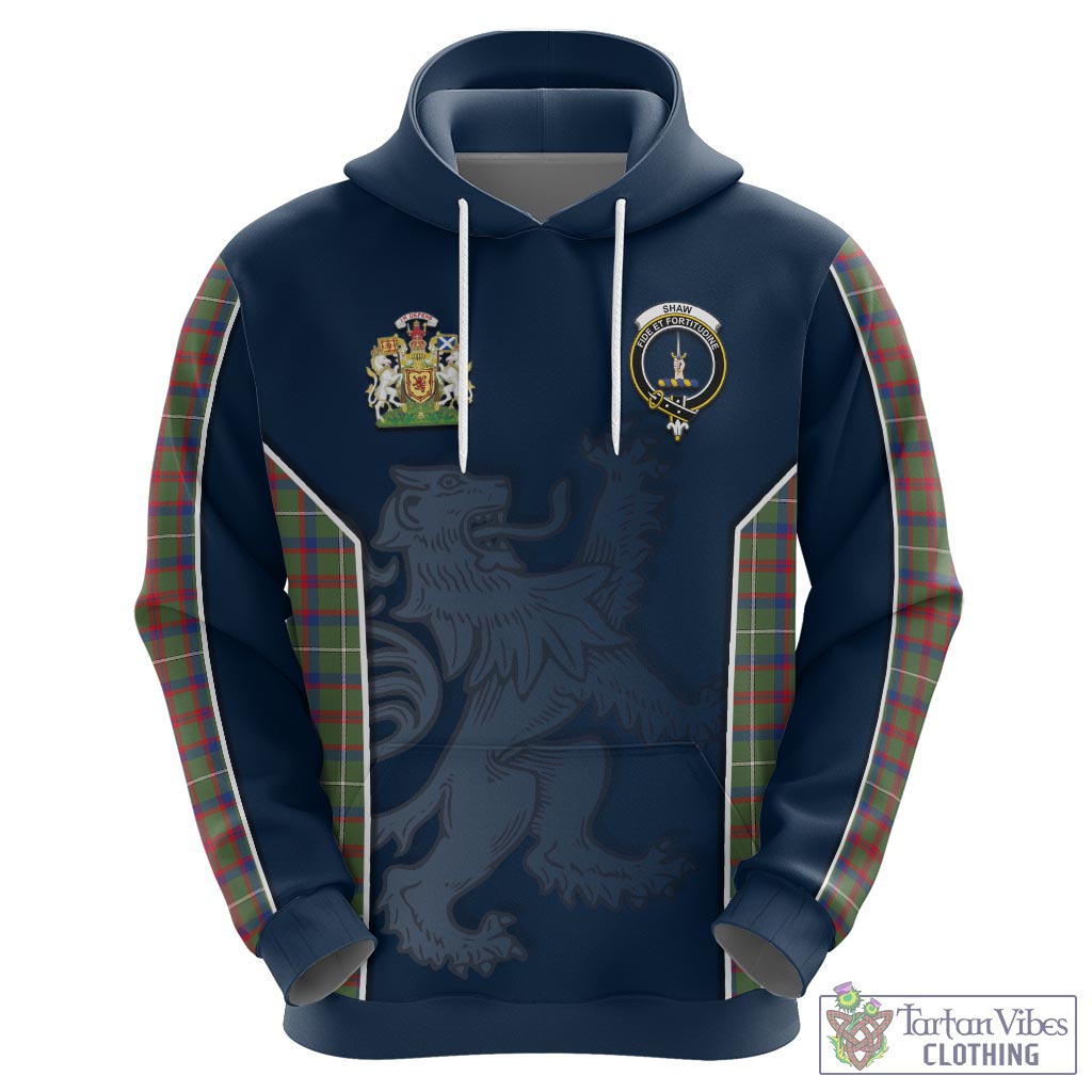 Tartan Vibes Clothing Shaw Green Modern Tartan Hoodie with Family Crest and Lion Rampant Vibes Sport Style