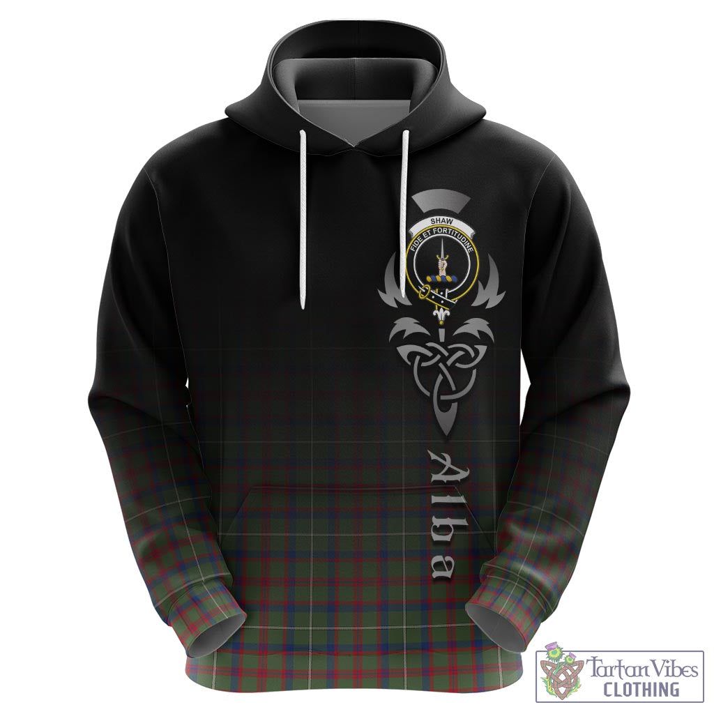 Tartan Vibes Clothing Shaw Green Modern Tartan Hoodie Featuring Alba Gu Brath Family Crest Celtic Inspired