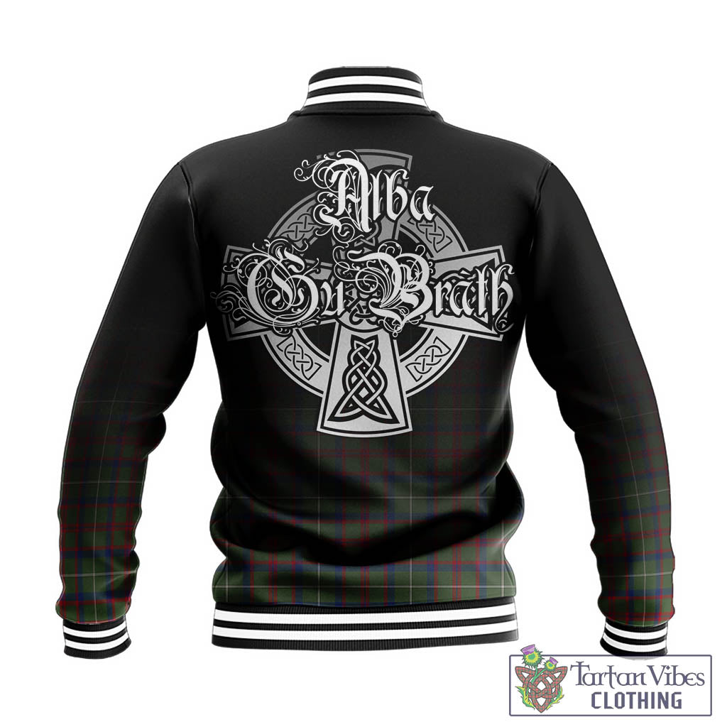 Tartan Vibes Clothing Shaw Green Modern Tartan Baseball Jacket Featuring Alba Gu Brath Family Crest Celtic Inspired