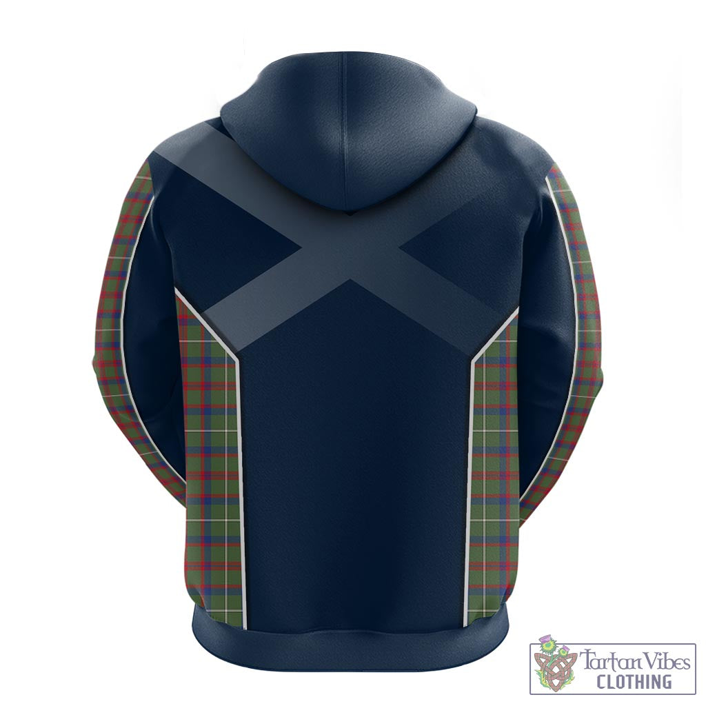 Tartan Vibes Clothing Shaw Green Modern Tartan Hoodie with Family Crest and Scottish Thistle Vibes Sport Style