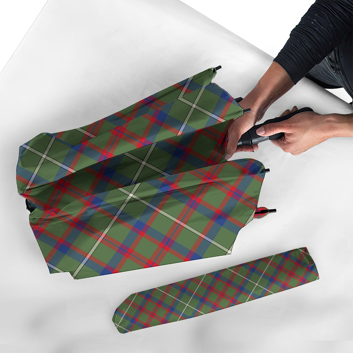 Shaw Green Modern Tartan Umbrella - Tartanvibesclothing