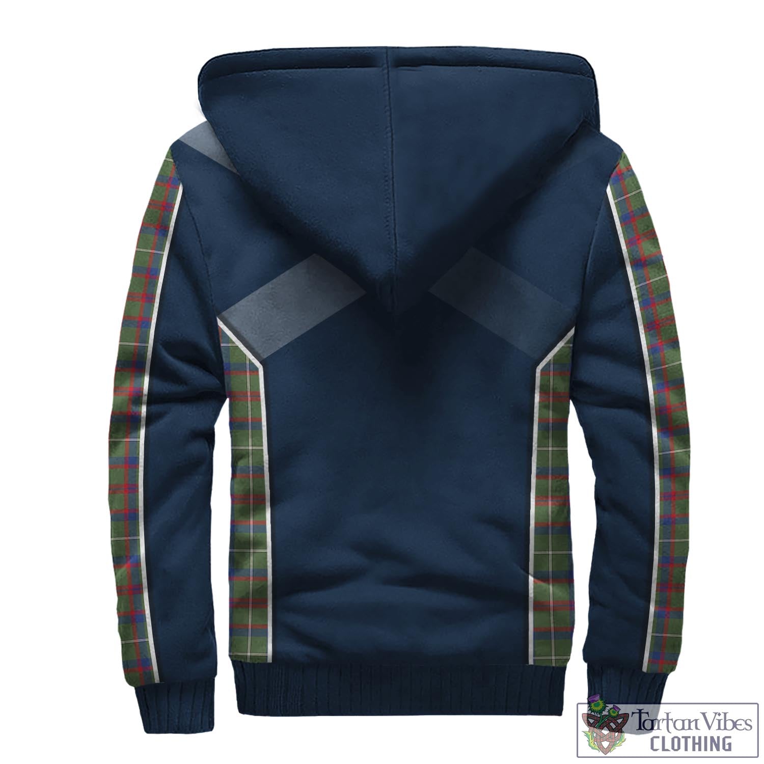 Tartan Vibes Clothing Shaw Green Modern Tartan Sherpa Hoodie with Family Crest and Lion Rampant Vibes Sport Style