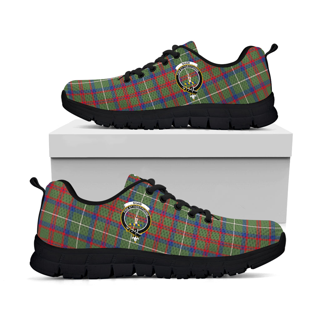 Shaw Green Modern Tartan Sneakers with Family Crest - Tartan Vibes Clothing