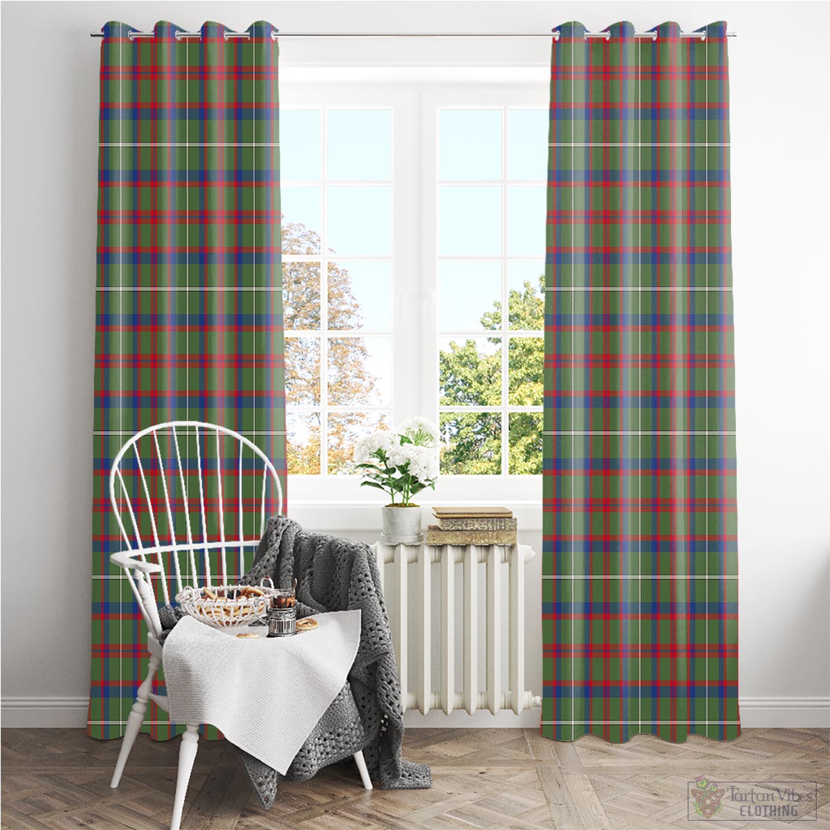 Shaw Green Modern Tartan Window Curtain