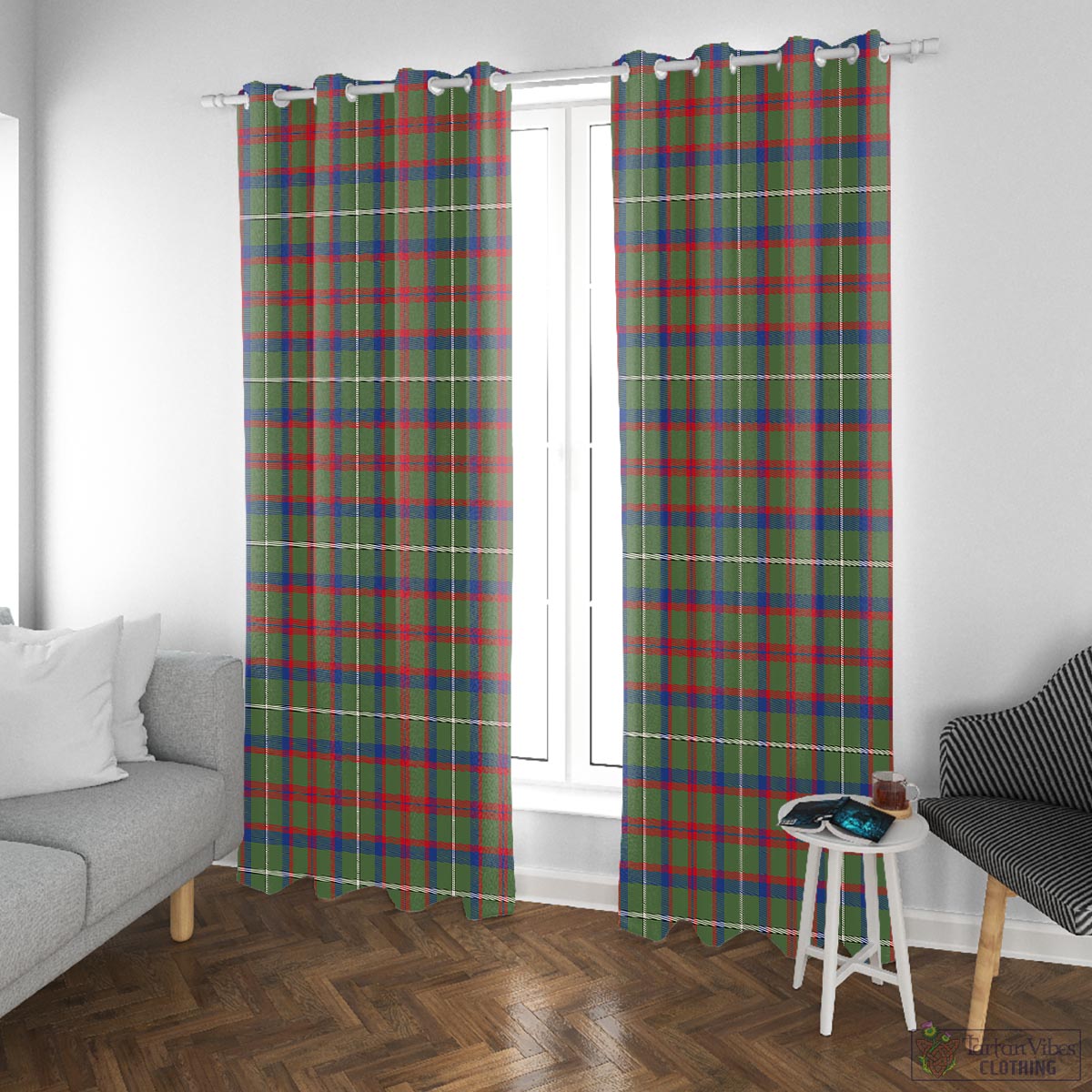 Shaw Green Modern Tartan Window Curtain