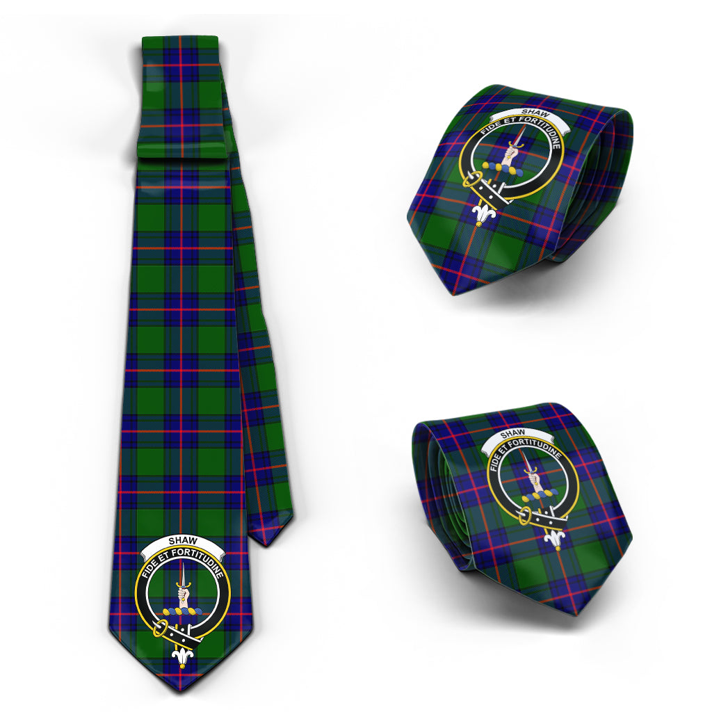 Shaw Modern Tartan Classic Necktie with Family Crest Necktie One Size - Tartan Vibes Clothing