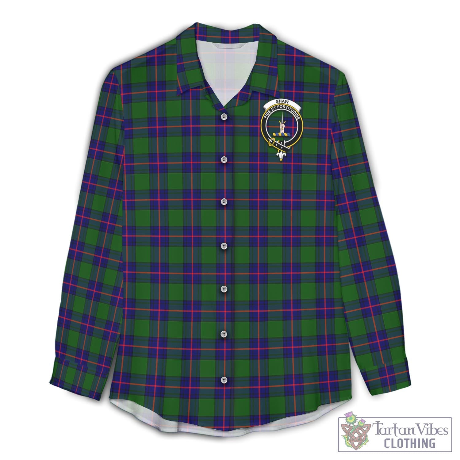 Tartan Vibes Clothing Shaw Modern Tartan Womens Casual Shirt with Family Crest