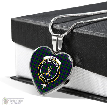 Shaw Modern Tartan Heart Necklace with Family Crest