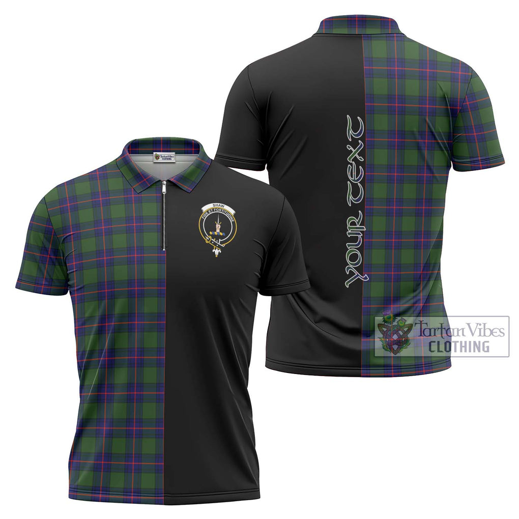 Shaw Modern Tartan Zipper Polo Shirt with Family Crest and Half Of Me Style Unisex - Tartanvibesclothing Shop