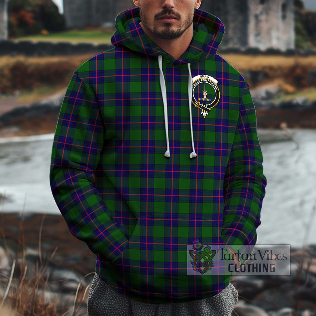 Shaw Modern Tartan Cotton Hoodie with Family Crest Pullover Hoodie XS - Tartan Vibes Clothing