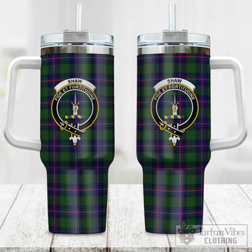 Shaw Modern Tartan and Family Crest Tumbler with Handle