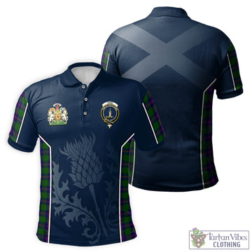 Shaw Modern Tartan Men's Polo Shirt with Family Crest and Scottish Thistle Vibes Sport Style