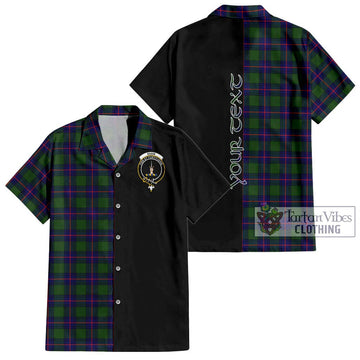 Shaw Modern Tartan Short Sleeve Button Shirt with Family Crest and Half Of Me Style