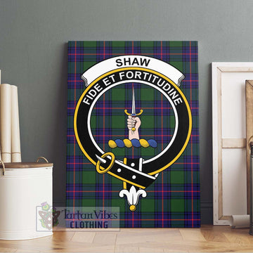 Shaw Modern Tartan Canvas Print Wall Art with Family Crest