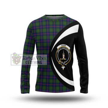 Shaw Modern Tartan Long Sleeve T-Shirt with Family Crest Circle Style