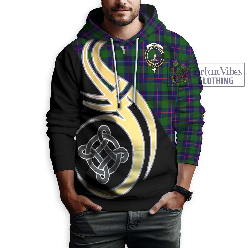 Shaw Modern Tartan Hoodie with Family Crest and Celtic Symbol Style Zip Hoodie - Tartan Vibes Clothing