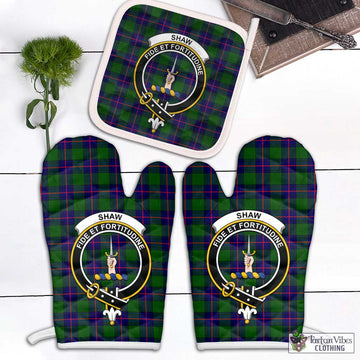 Shaw Modern Tartan Combo Oven Mitt & Pot-Holder with Family Crest