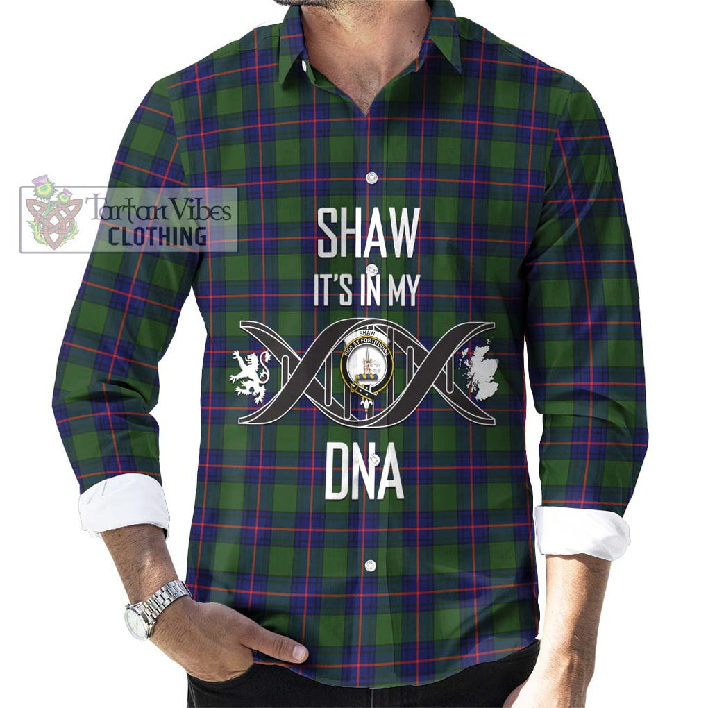 Shaw Modern Tartan Long Sleeve Button Shirt with Family Crest DNA In Me Style Men's Shirt S - Tartanvibesclothing Shop