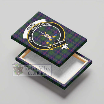 Shaw Modern Tartan Canvas Print Wall Art with Family Crest