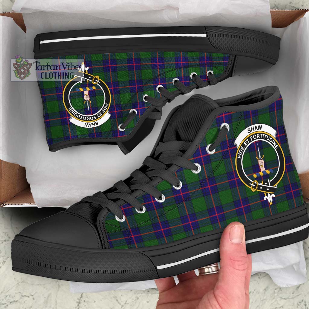 Tartan Vibes Clothing Shaw Modern Tartan High Top Shoes with Family Crest