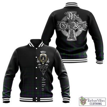 Shaw Modern Tartan Baseball Jacket Featuring Alba Gu Brath Family Crest Celtic Inspired