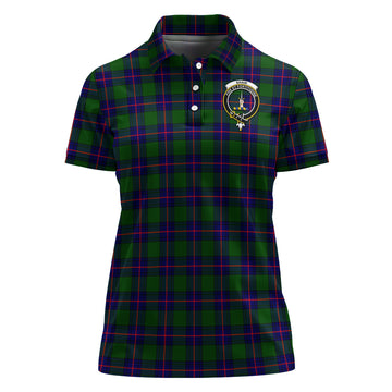 Shaw Modern Tartan Polo Shirt with Family Crest For Women