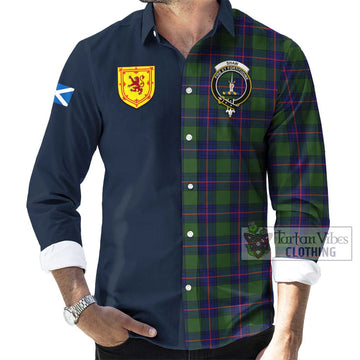 Shaw Modern Tartan Long Sleeve Button Shirt Alba with Scottish Lion Royal Arm Half Style