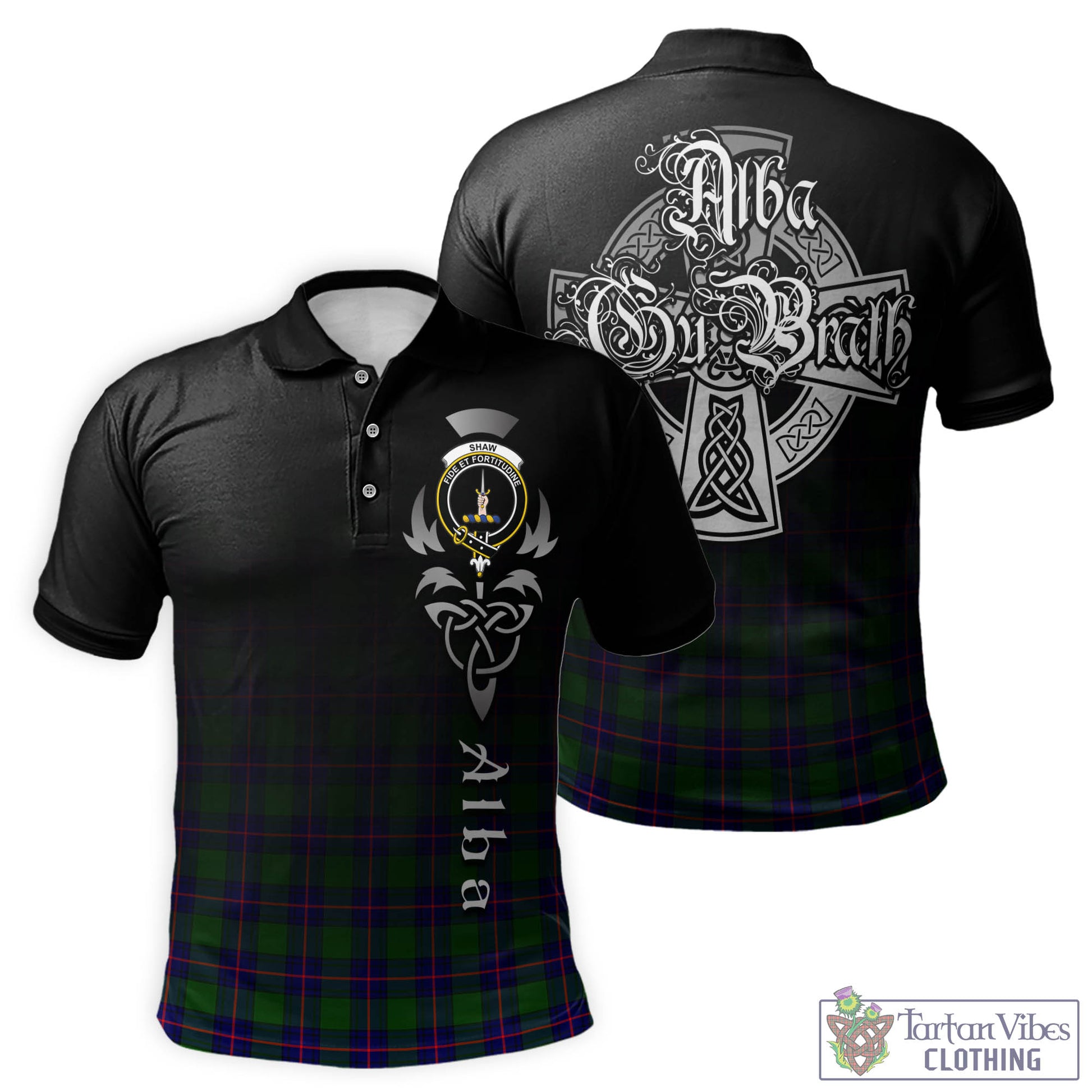 Tartan Vibes Clothing Shaw Modern Tartan Polo Shirt Featuring Alba Gu Brath Family Crest Celtic Inspired