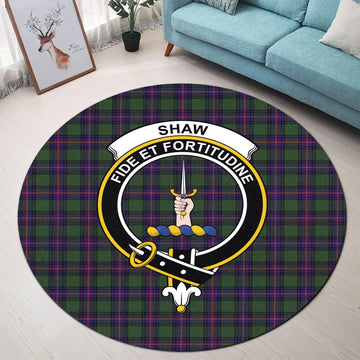 Shaw Modern Tartan Round Rug with Family Crest